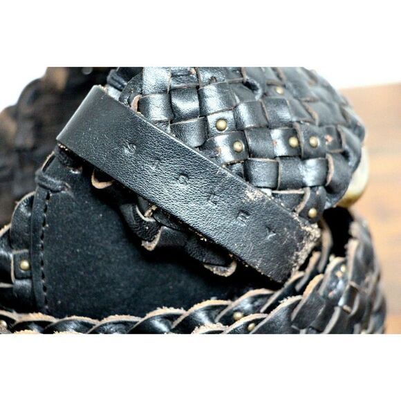 Sisley STUDDED BRAIDED BROWN GENUINE LEATHER 2.75"Wd CORSET WOMEN'S BELT M/L (F1 - Picture 6 of 9